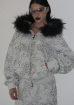 Feral Studded ZIP Hoodie Snow Leopard (Detachable Fur)-1