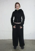 Ghost Embroidered Oversized Sweatpants Black-1