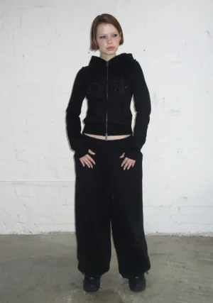 Ghost Embroidered Oversized Sweatpants Black-1