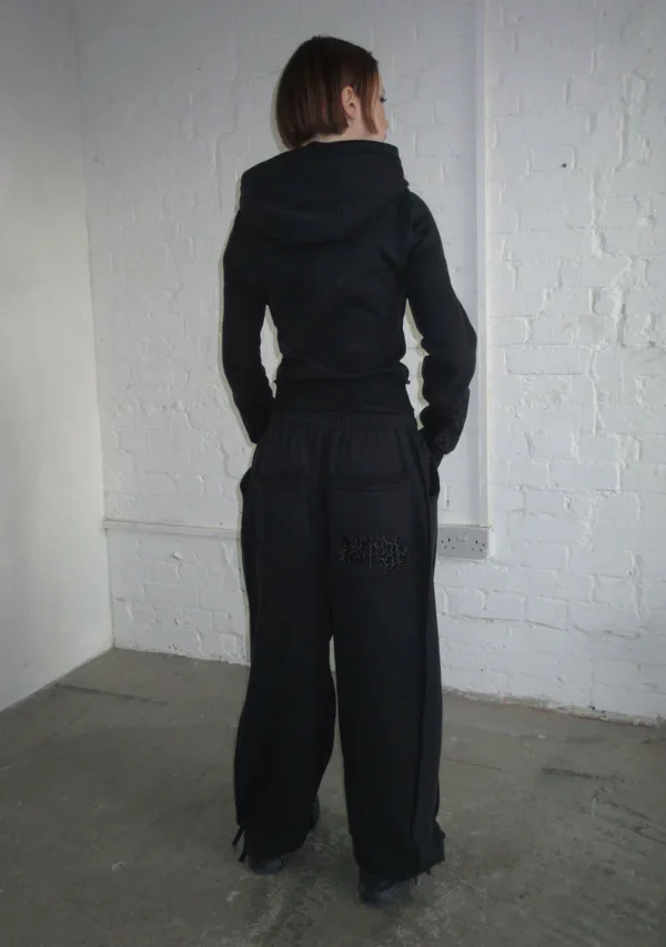 Ghost Embroidered Oversized Sweatpants Black-3