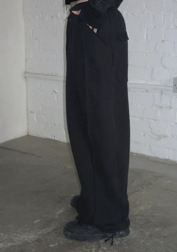 Ghost Embroidered Oversized Sweatpants Black-4