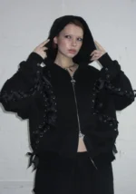 Ghost Lace Up Corset Tracksuit Black-1