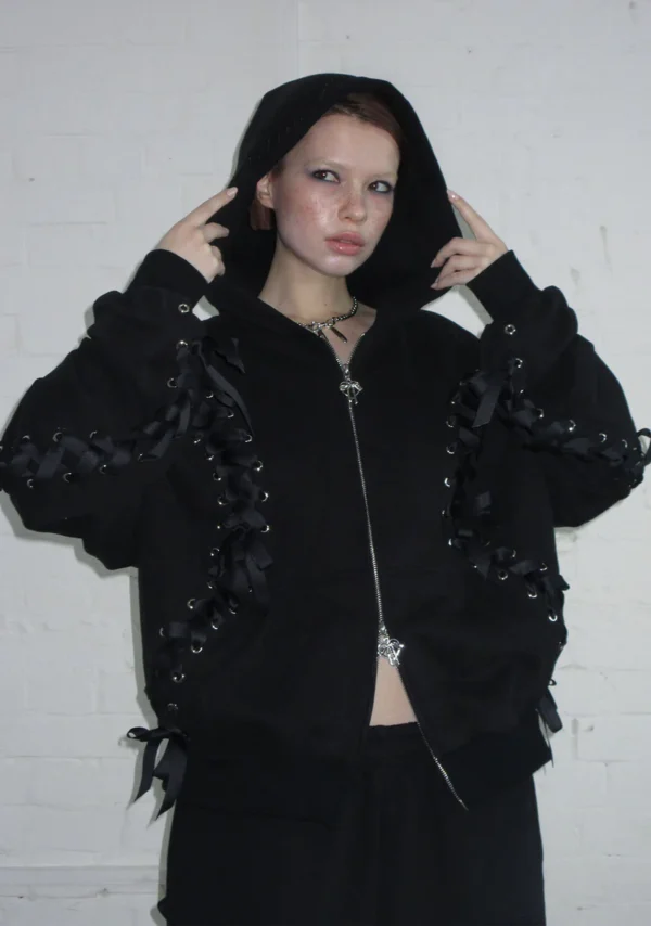 Ghost Lace Up Corset Tracksuit Black-1