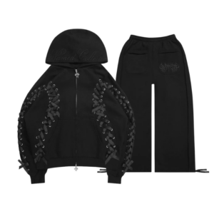 Ghost Lace Up Corset Tracksuit Black-99
