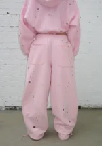 Glitch Eyelet Crop ZIP Tracksuit Baby Pink