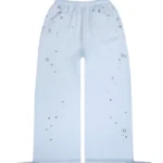 Glitch Eyelet Oversized Sweatpants Baby Blue
