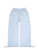 Glitch Eyelet Oversized Sweatpants Baby Blue