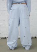 Glitch Eyelet Oversized Sweatpants Baby Blue-3