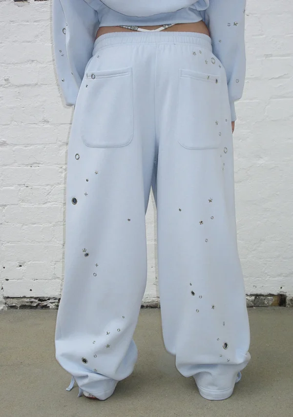 Glitch Eyelet Oversized Sweatpants Baby Blue-3