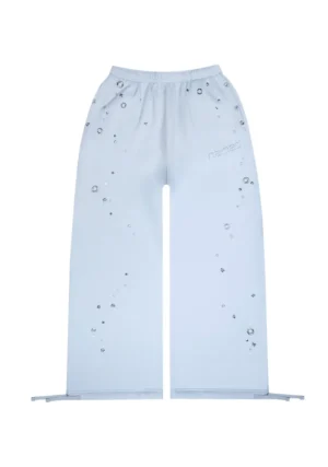 Glitch Eyelet Oversized Sweatpants Baby Blue