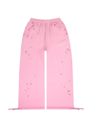 Glitch Eyelet Oversized Sweatpants Baby Pink