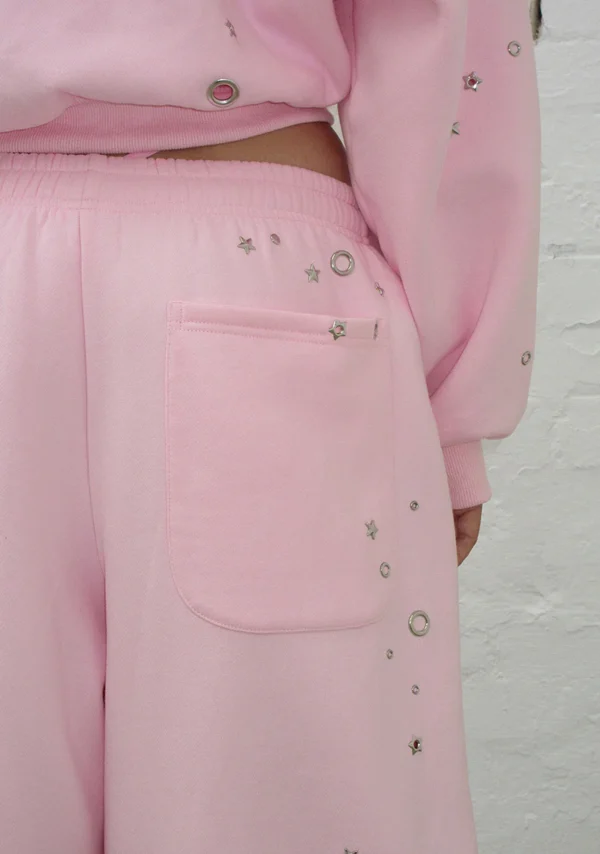 Glitch Eyelet Oversized Sweatpants Baby Pink-5