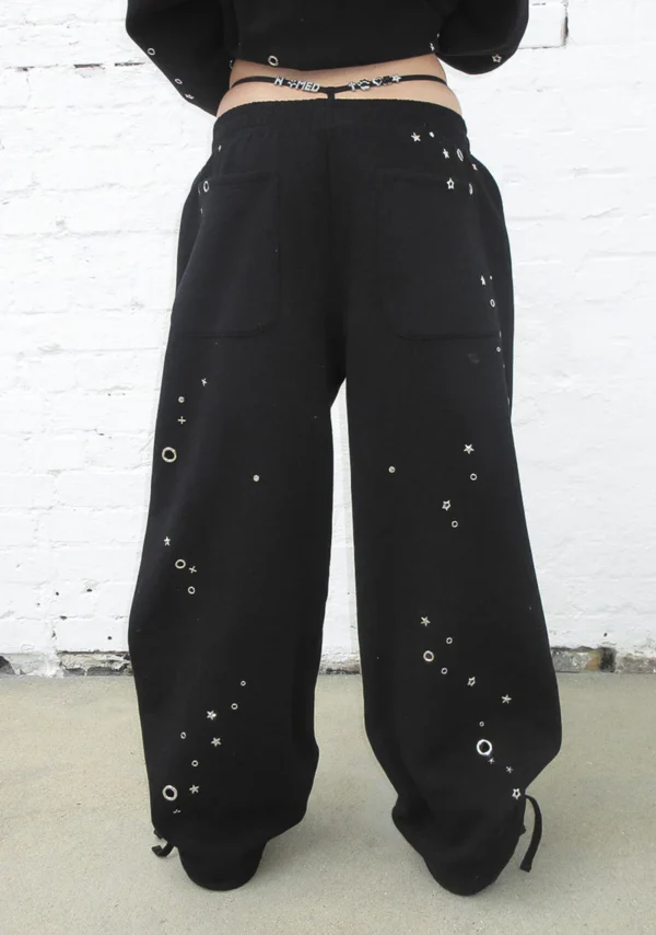 Glitch Eyelet Oversized Sweatpants Black-3