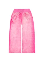 Glitch Eyelet Velour Sweatpants Washed Hot Pink-6