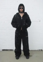 Glitch Eyelet ZIP Tracksuit Black-1