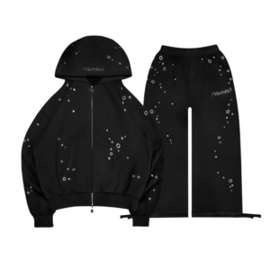 Glitch Eyelet ZIP Tracksuit Black