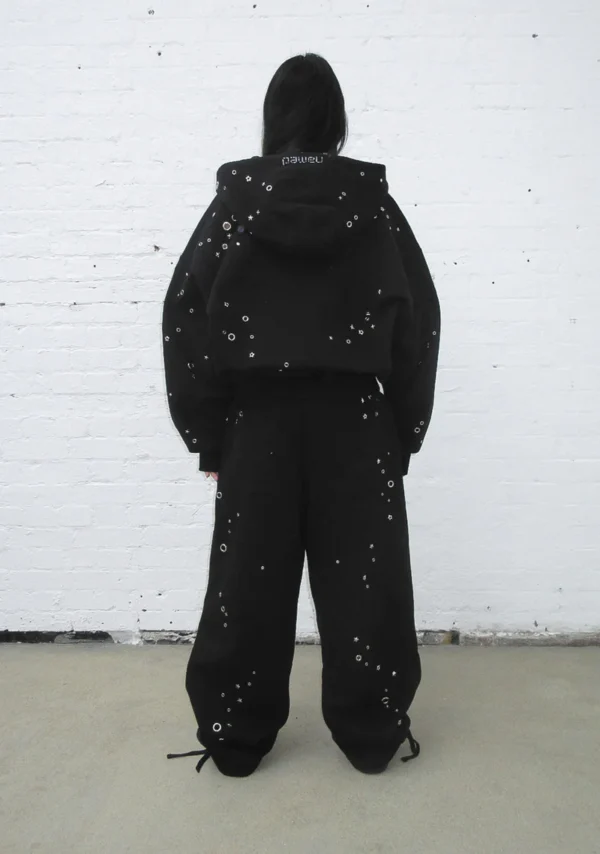 Glitch Eyelet ZIP Tracksuit Black-5