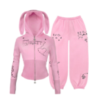 Malfunction Bunny Fitted Tracksuit Baby Pink (Detachable Ears)