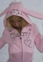 Malfunction Bunny Fitted Tracksuit Baby Pink (Detachable Ears)-2