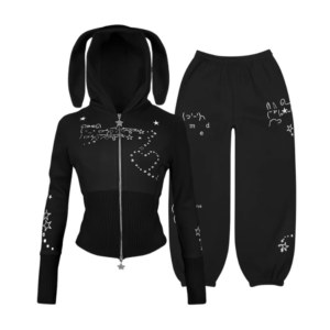 Malfunction Bunny Fitted Tracksuit Black (Detachable Ears)