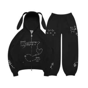 Malfunction Bunny ZIP Tracksuit Black (Detachable Ears)