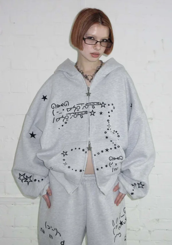 Malfunction Bunny ZIP Tracksuit Grey Marl (Detachable Ears)-1