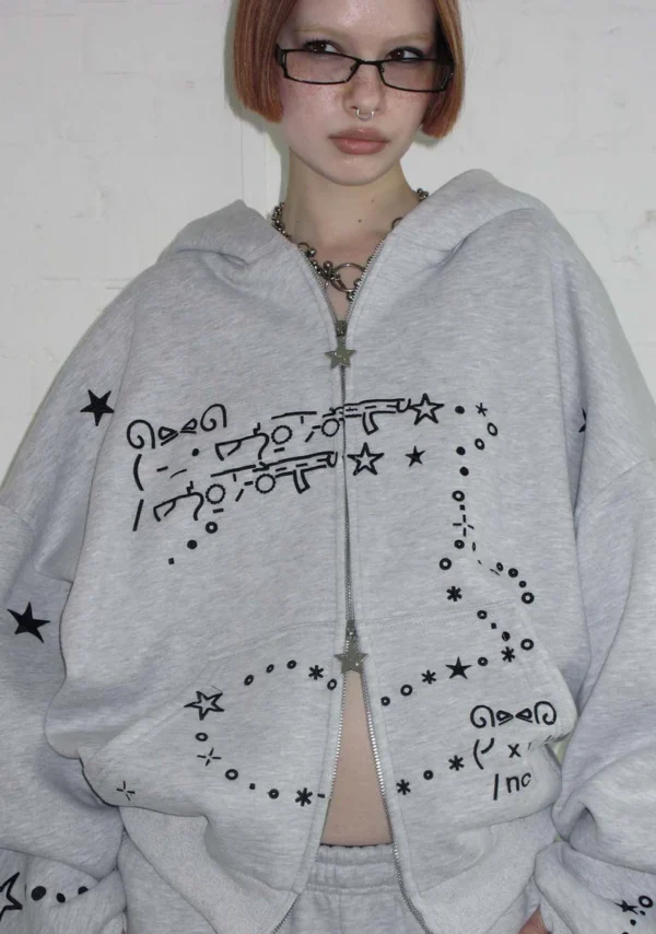 Malfunction Bunny ZIP Tracksuit Grey Marl (Detachable Ears)-3