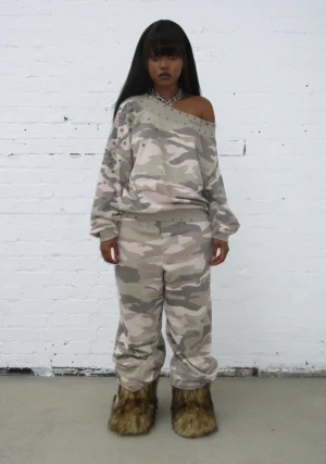 Midnight Eyelet Oversized Sweatpants Camo-1