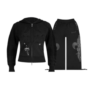 Midnight Mesh Knit Tracksuit Black