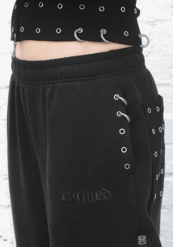 Midnight Studded Fitted Waist ZIP Crop Tracksuit Black-3