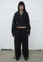 Midnight Studded Oversized Sweatpants Black-1