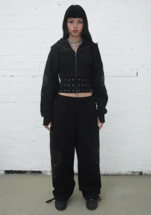 Midnight Studded Oversized Sweatpants Black-1