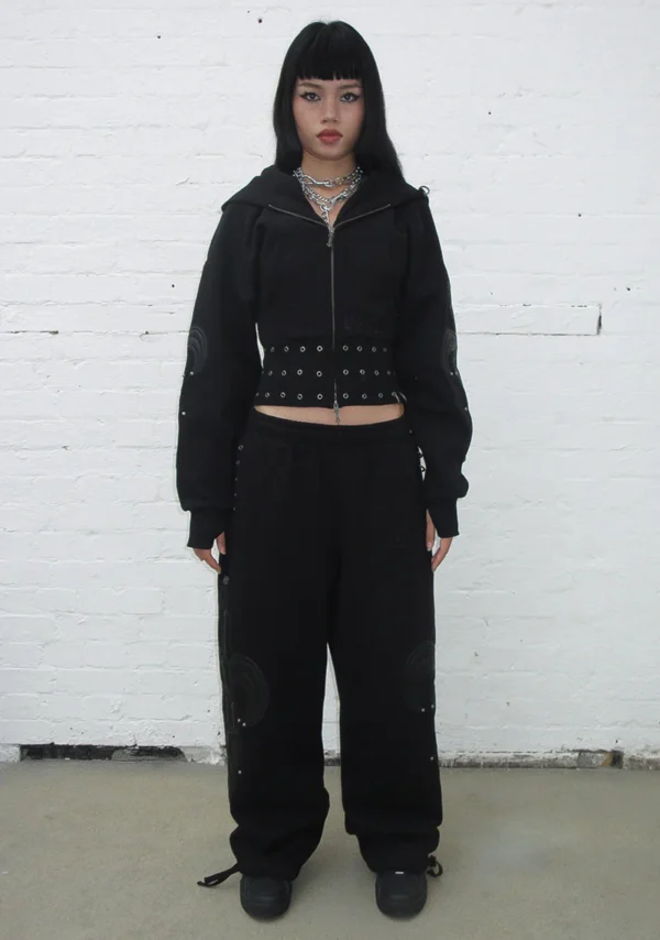 Midnight Studded Oversized Sweatpants Black-1