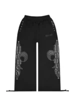 Midnight Studded Oversized Sweatpants Black