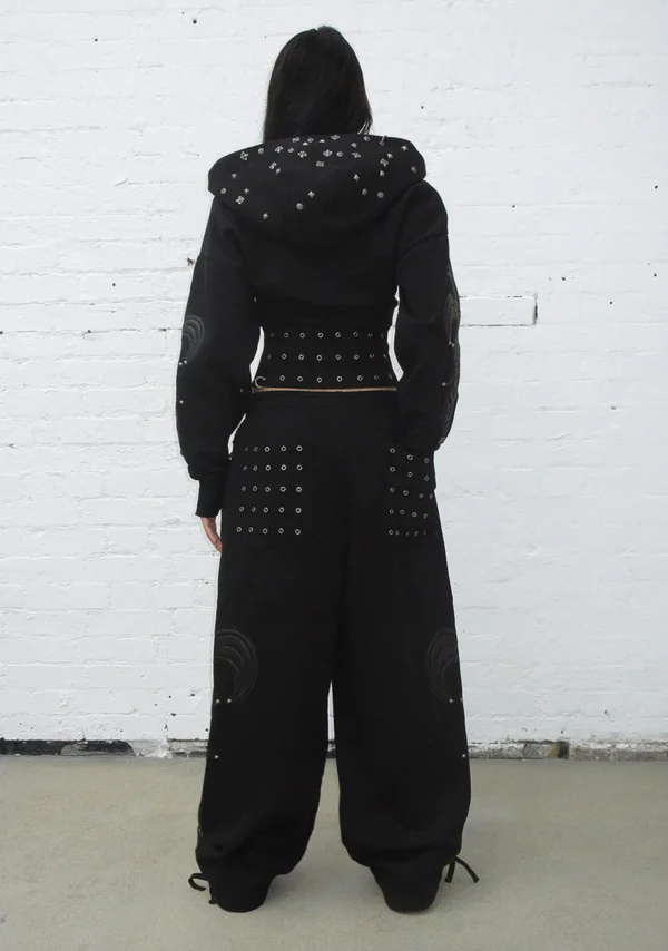 Midnight Studded Oversized Sweatpants Black-2
