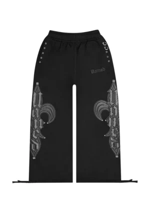 Midnight Studded Oversized Sweatpants Black