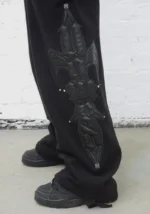 Midnight Studded Oversized Sweatpants Black-4