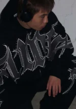 Monster Rhinestone Sweatpants Black-2