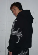 Monster Rhinestone Sweatpants Black-3