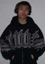 Monster Rhinestone Sweatpants Black-4