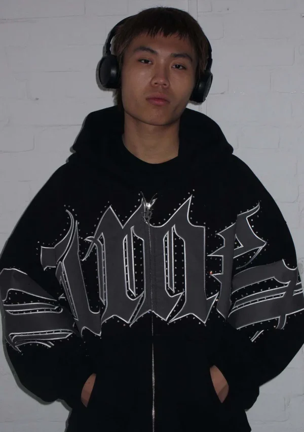 Monster Rhinestone Sweatpants Black-4