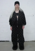 Nova Studded Polka Dot Oversized Sweatpants Black-2