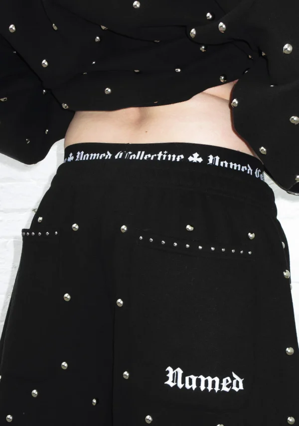 Nova Studded Polka Dot Oversized Sweatpants Black-5