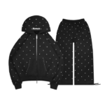 Nova Studded Polka Dot ZIP Tracksuit Black