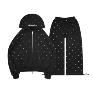Nova Studded Polka Dot ZIP Tracksuit Black