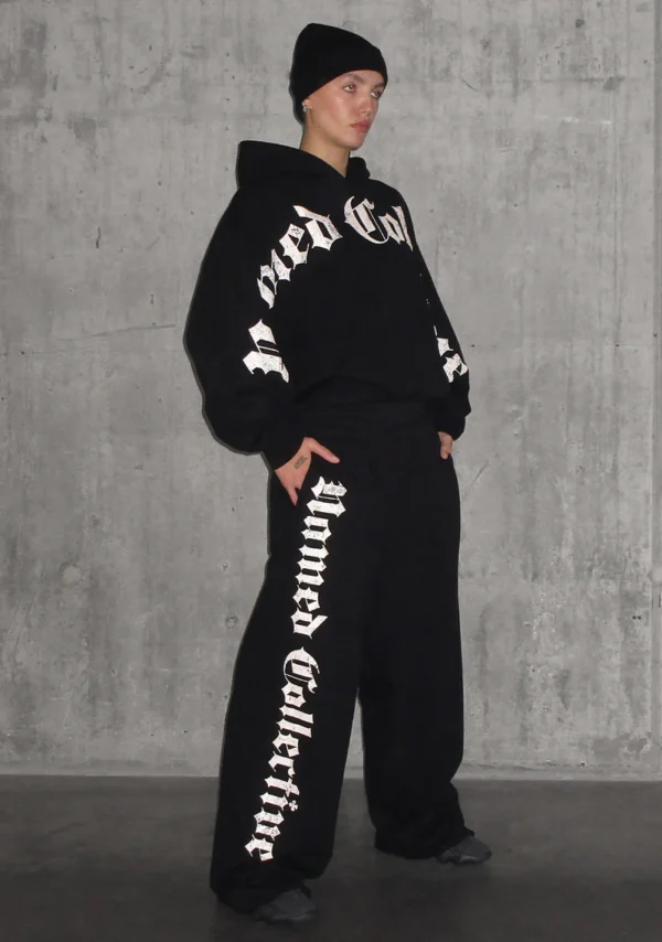Nth Active Old English Oversized Sweatpants Black-1