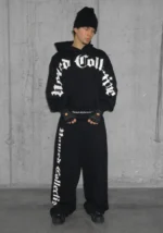 Nth Active Old English Oversized Sweatpants Black-3