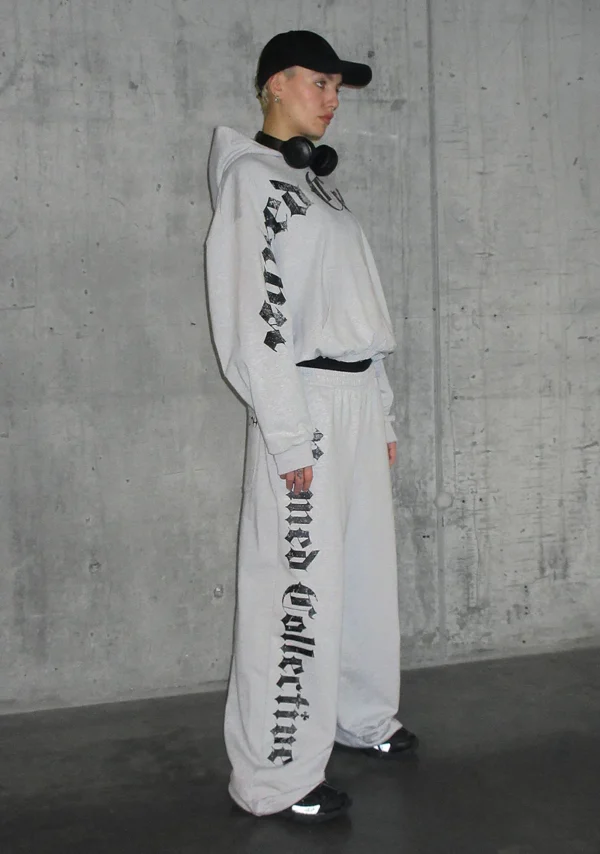 Nth Active Old English Oversized Sweatpants Grey Marl-1