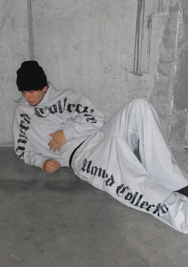 Nth Active Old English Oversized Sweatpants Grey Marl-4