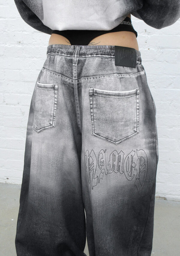 Off Grid Denim Effect Oversized Sweatpants Washed Black-2